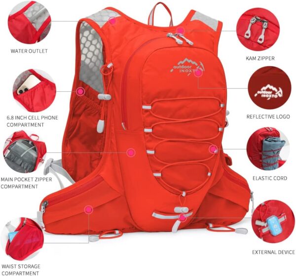 61T7TTRUx8L._AC_SL1000_.jpg Colete de hidratação para corrida para homens e mulheres Mochila de água para corrida 3L Pacote de hidratação para corrida de trilha Maratona Caminhada (Vermelho-2L Bexiga de água)