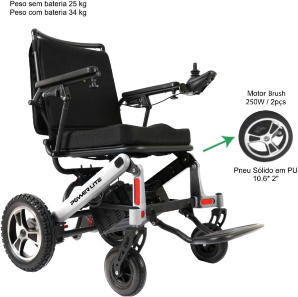 Cadeira De Rodas Motorizada Elétrica Dobravel Compacta Pop Power Lite - Preto