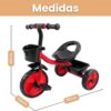 61TEBAKrYL._AC_SL1500_.jpg Triciclo Infantil Vermelho Atentu com Pedal 3 Rodas Resistente Brinquedo Infantil para Criança 3 Anos Triciclo Menino com Cesto Cestinha para Passeio e Pedal Infantil (Vermelho)