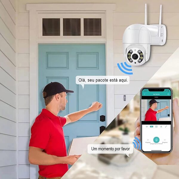 Câmera de Segurança wi-fi 360º Full HD bivolt inteligente Smart Detecção de Movimento sem fio giratória 360 com aúdio, Icsee a prova dagua Espiã Full HD 1080p IP66 Infravermelho Visão Noturna