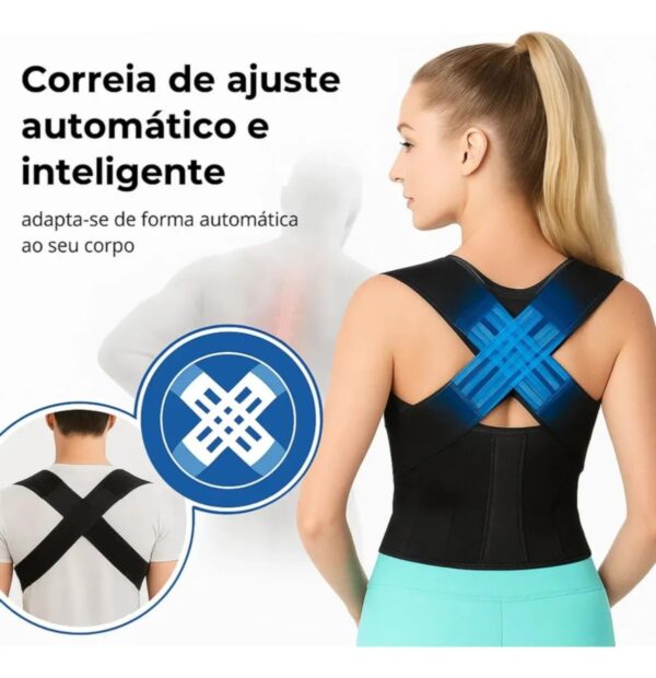 Colete Corretor de Postura Ortopédico Ajustável Postufit – Cinta Lombar e Cervical para Coluna, Alívio de Dores nas Costas, Melhora a Postura e o Sono, Produto - Velcro/unisex TAM - M, G, GG