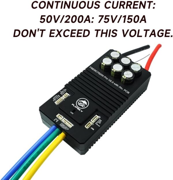 61UiUqLeKL._AC_SL1000_.jpg FLIPSKY 75200 Pro V2.0 84V 200A com PCB de alumínio com interruptor de chave baseado em VESC para skate elétrico/scooter/controlador de velocidade de bicicleta