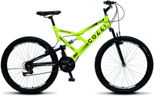 61V5TjCnDL._AC_SL1200_.jpg Colli Bike, Bicicleta GPS 148 Dupla Suspensão e Freios V-Brake, Aro 26 Aero, 36 Raias, 21 Marchas