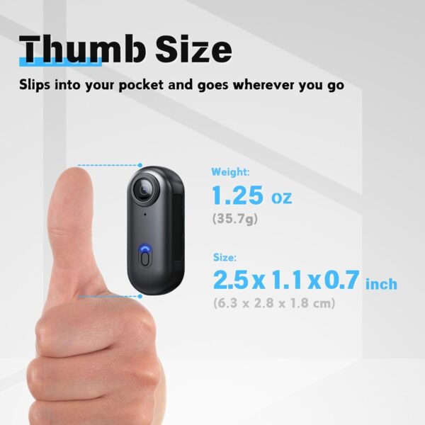 Câmera corporal 128G 4K, câmera tamanho polegar, câmera vestível com clipe giratório de 360° e clipe magnético, 120 minutos para gravação, levar para palestras, viagens, caminhadas com