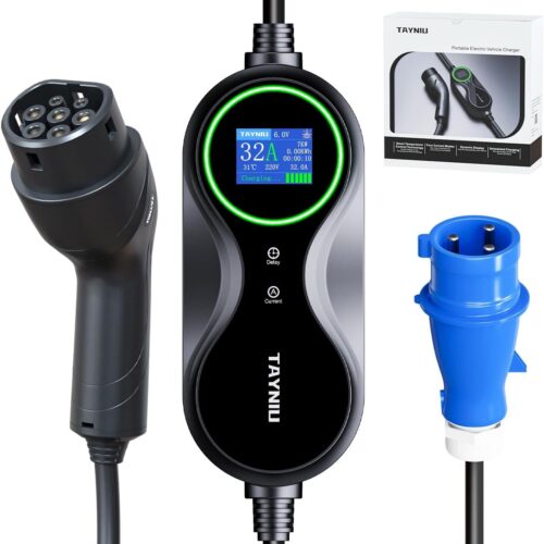 Carregador Portatil Carro Elétrico TAYNIU Tipo 2 7 kW Cabo de 5m IP66 8A - 32A 80V-260V Ajustável Compatível com BYD Dolphin Mini Song BMW Acessorios Carro Infinity