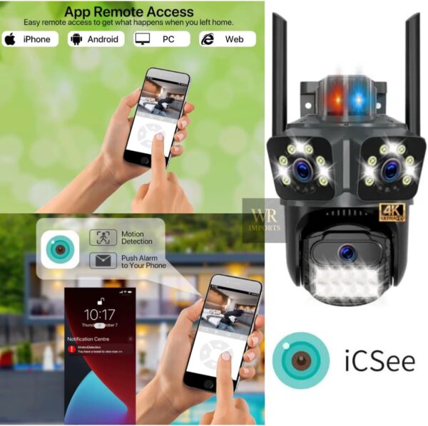 61YNgavy1VL._AC_SL1200_.jpg Camera Wifi Segurança 4K 3 em 1 Externa e Interna 360 Lampada e com Audio Dupla Lente Icsee | Vigilancia Noturna