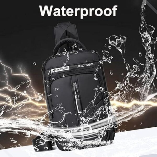Mochila Bolsa Ombro á Prova D'água Sling Crossbody Bag com 1 Cabo USB e Entrada Masculina Meninos Casual Passeio