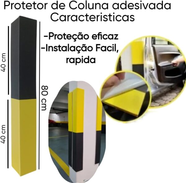 61ZafHqNcCL._AC_SL1080_.jpg Protetor de Coluna para Estacionamento em EVA, Preto e Amarelo, 80x10x1cm, Adesivado, para Garagem e Condomínio