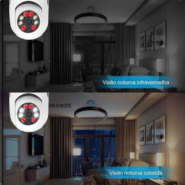 Câmera Lâmpada WiFi 360° Full HD 1080p com Visão Noturna, Detecção de Movimento, Áudio Bidirecional, Monitoramento Remoto via App Yoosee, Segurança Inteligente, Bivolt