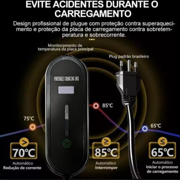 Carregador Portátil para Carro Elétrico, Tipo 2, 20A, 7kW, Bivolt