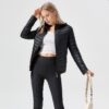 Jaqueta Puffer Bobojaco Feminina Casaco Corta Vento Acolchoada Impermeável Bolsos Capuz Removível