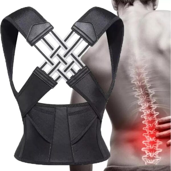 61bpTlxMv2L._SL1080_.jpg Colete Corretor de Postura Ortopédico Ajustável Postufit – Cinta Lombar e Cervical para Coluna, Alívio de Dores nas Costas, Melhora a Postura e o Sono, Produto - Velcro/unisex (Grande)