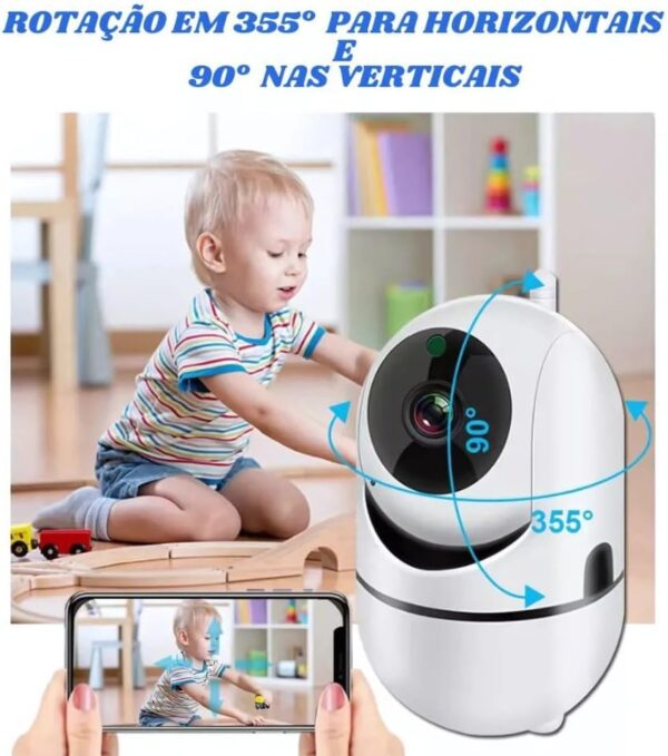 Babá Eletrônica Câmera Wi-Fi de Segurança IP Full HD 1080p – Visão Noturna, Áudio Bidirecional, Monitoramento Remoto via Celular, Rastreio por Movimento, Ideal para Bebê, Pet e Casa