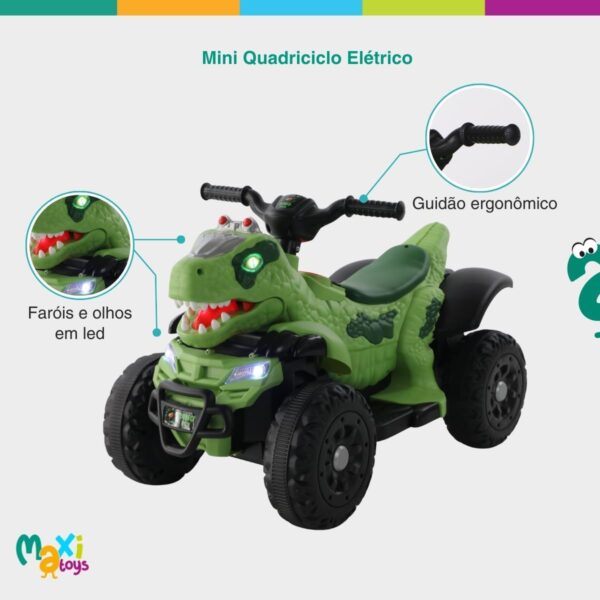 Quadriciclo Elétrico Infantil Marcha Frente/Ré Dino MaxiToys (Verde)