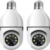 KIT 2 Câmeras de Segurança 2022 Espiã WiFi, 1080P Base E27 com Visão Noturna Infravermelha intercomunicador bidirecional, Câmera Vigilância com Função de Rastreamento Automático - BELLA NET