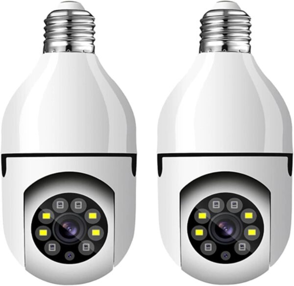 KIT 2 Câmeras de Segurança 2022 Espiã WiFi, 1080P Base E27 com Visão Noturna Infravermelha intercomunicador bidirecional, Câmera Vigilância com Função de Rastreamento Automático - BELLA NET