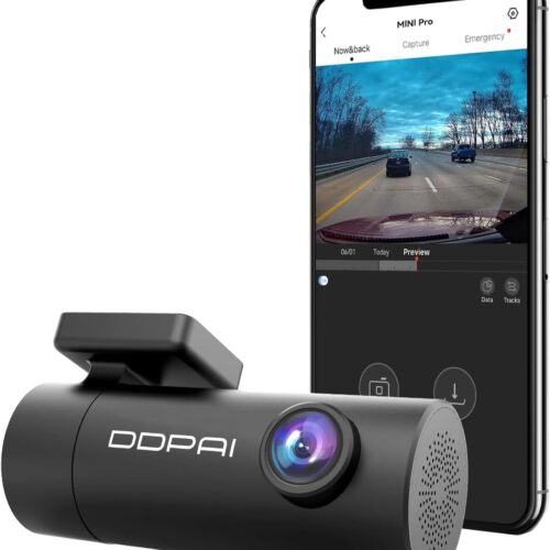 61fXupGA6ZL._AC_SL1500_.jpg DDPAI Mini Pro Dash Cam, Câmera Veicular 1296P com Wi-Fi, Ângulo de 140° e Visão Noturna, Gravação de Emergência com Sensor G, Lente Rotativa 330°, Supercapacitor e Monitoramento 24h(Sem Cartão SD)