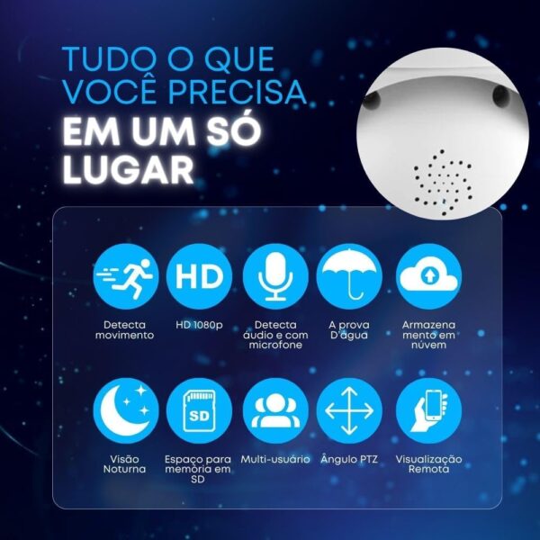 Câmera IP sem fio de Segurança Wifi Externa HD Rotativa Prova D'água Hd Infravermelho Visão Noturna Bivolt Deteccao de movimento