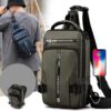 Mochila Bolsa Ombro á Prova D'água Sling Crossbody Bag com 1 Cabo USB e Entrada Masculina Meninos Casual Passeio