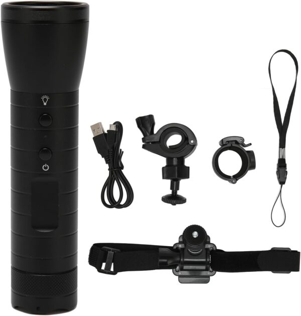 Lanterna de vídeo 1080p, gravador de capacete, câmera para uso ao ar livre, mini câmera de ação de ciclismo, luz de LED, 2200 mAh, câmera esportiva grande angular 120