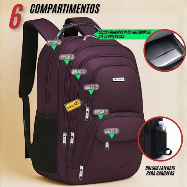 61h4rnlYqkL._AC_SL1200_.jpg Mochila Masculina Feminina Saída USB e Fone Semi Impermeável Cabo de Aço Notebook Escola Faculdade Viagem