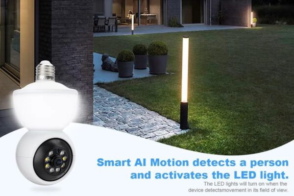 Câmera Lâmpada WiFi 360° HD 6MP com Visão Noturna e Detecção de Movimento – Espie Pelo Celular!