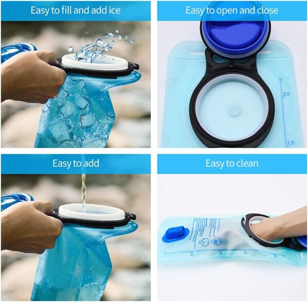 Bexiga de hidratação 1,5L/2L/2,5L/3L, bexiga de água de grande abertura para ciclismo, caminhada, acampamento