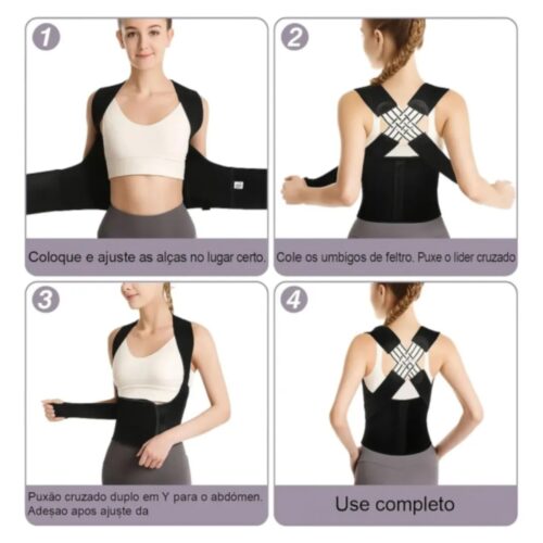 Colete Corretor de Postura Ortopédico Ajustável Postufit – Cinta Lombar e Cervical para Coluna, Alívio de Dores nas Costas, Melhora a Postura e o Sono, Produto - Velcro/unisex TAM - M, G, GG