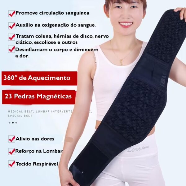Cinta Lombar Infravermelho AutoAquecimento Térmica, Costas, Coluna, Terapia Magnética, Turmalina, Alivia Dor, Imã, Cólica, Hérnia de disco, Ciático, Marca ATM (XL)