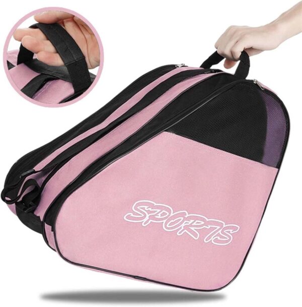 Bolsa de patins, bolsas de patins respiráveis com alça de ombro ajustável, bolsa de armazemento de sapatos de patição, acessórios de patins