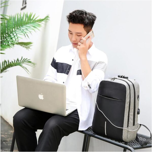 Mochila Executiva Impermeável Usb Senha Resistente Compacta (Cinza)