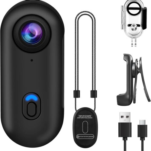 OBEST Câmera de ação 360° 1080P subaquática 30 m/98 pés à prova d'água WiFi Câmera de ação grande angular 120°, POVs à mão livre Vlog Bodycam, capacete para ciclismo e motocicleta
