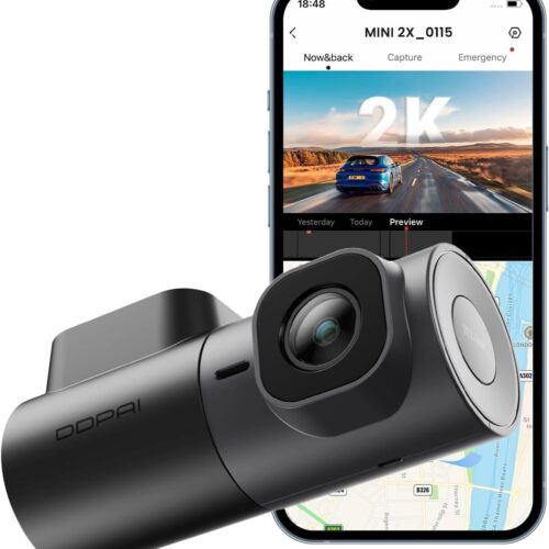 61m1giOx1jL._AC_SL1330_.jpg DDPAI Mini 2X Câmera Veicular 1440P 2K QHD Frontal com WiFi 5GHz, Visão Noturna Superior, Controle por APP ADAS, Lente Rotativa 360°, Sensor G, Supercapacitor e Monitoramento 24h (Sem Cartão SD)