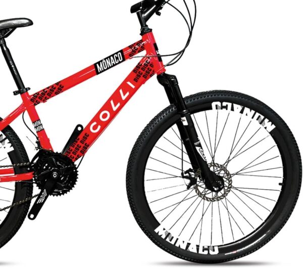 61mZUT5HvdL._AC_SL1500_.jpg Colli Bike, Bicicleta Monaco, Aro 26, Freios a Disco, 21 Velocidades, Alavanca Rapid Fire 3/7V, Pedivela Triplo Aço, Selim Veloce PU C/Carrinho, Guidão Downhill