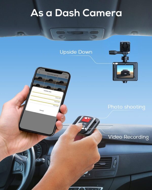 WOLFANG Câmera de Ação GA100 4K 20 MP à Prova de Água 40 M Câmera Subaquática Estabilização EIS WiFi 170° Grande Angular Câmera de Capacete com Microfone Externo, 2 Baterias e Kit de Acessórios