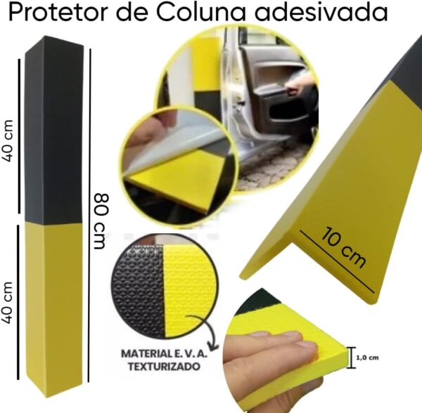 61mfBTWtEEL._AC_SL1080_.jpg Protetor de Coluna para Estacionamento em EVA, Preto e Amarelo, 80x10x1cm, Adesivado, para Garagem e Condomínio