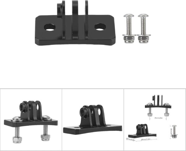 Suporte fixo para capacete, adaptador de liga de alumínio antideformação para câmeras de ação XiaoYi OSMO 7 6 5 4 (preto)
