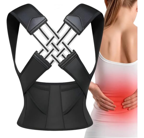 Colete Corretor de Postura Ortopédico Ajustável Postufit – Cinta Lombar e Cervical para Coluna, Alívio de Dores nas Costas, Melhora a Postura e o Sono, Produto - Velcro/unisex TAM - M, G, GG