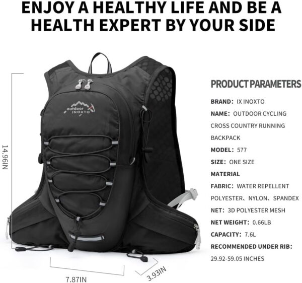 61oqK-S54CL._AC_SL1000_.jpg IX INOXTO Colete De Hidratação Para Corrida Para Homens E Mulheres Mochila De Água Para Corrida 3L Pacote De Hidratação Para Corrida De Trilha Maratona Caminhada (Preto-Bexiga De Água De 2L)