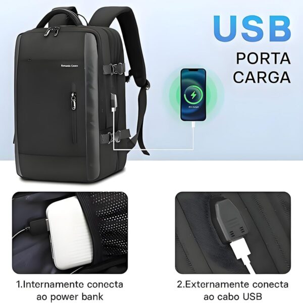 61otc2ZA2KL._AC_SL1200_.jpg Romantic Crown Mochila de Viagem Expansivel Masculina Feminina, Mochila Para Notebook Executiva Impermeável Reforçada Cabo USB, Trabalho, Escola, Viagens