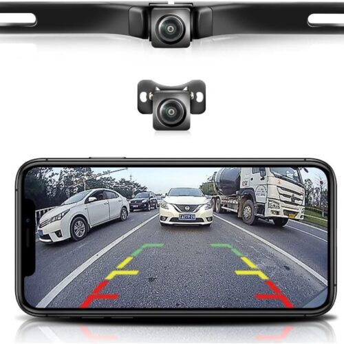 61pAUo03n1L._AC_SL1001_.jpg Câmera de segurança sem fio para carro WiFi, GreenYi 5G 720P HD, placa de carro com visão traseira/frontal para iPhone, iPad, Android, smartphones, tablets, que suportam Wi-Fi de banda dupla (2,4 GHz