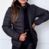 Jaqueta Puffer Bobojaco Feminina Casaco Corta Vento Acolchoada Impermeável Bolsos Capuz Removível