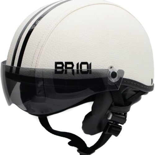 Capacete Coquinho Scooter Elétrica Bike Skate Patinete Br101 Premium Branco Viseira Fume (G - VESTE 59/60)