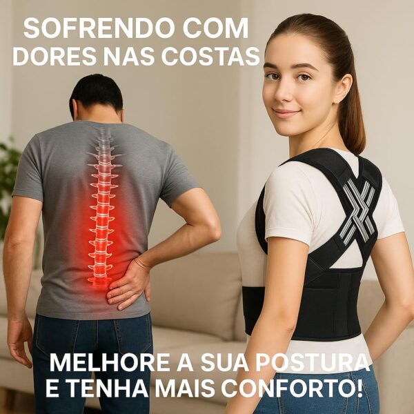 61s2BM7M5FL._SL1024_.jpg Colete Corretor Postural PostuMax - Cinta Ortopédica Postural Unissex, Suporte Lombar Ajustável, Corrija Sua Postura Durante a Rotina - 33 x Larg:40cm (Colete Fechado)