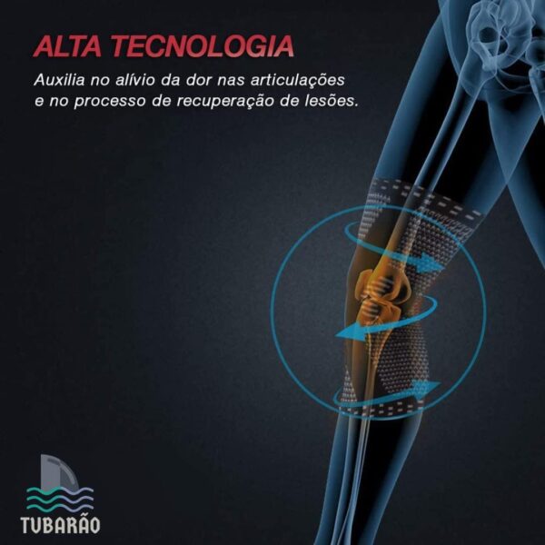 61s3xidG0RL._SL1080_.jpg Joelheira Ortopedica De Compressão Silicone E Fio De Flexível Aço Tensor Alívio De Dor Tensor articulada ligamento rompido Fitness Cross Bike Volei Basquete Proteção Silicone e recuperação do joelho + Chaveiro Tubarão Stores (GG)