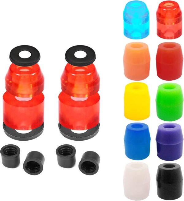 61sMhndiWL._AC_SL1500_.jpg Bushing de Skateboard Kit Reconstrução Truck Longboard com Cups Pivô e Arruelas para 2 Trucks