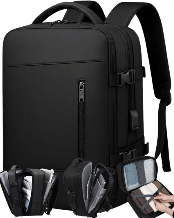 61sdUnTPJVL._AC_SL1500_.jpg Mochila, Feminina, Masculina, Viagem, Expansível, Notebook, Mala Mão, Impermeável, Academia, Grande, Preta, Cinza, Rosa, Compacta, Academia, Executiva, Compacta