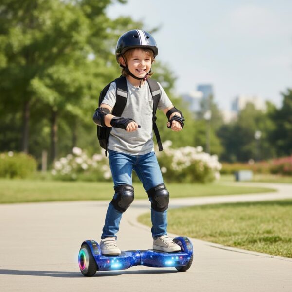 61twA7gbpL._AC_SL1024_.jpg Hoverboard Infantil Skate Elétrico 6.5", LED Bluetooth, Bateria de Grande Capacidade, 15 km/h, Uso Interior/Exterior, 28 kg, com Adaptador e Manual, 65x25x29 cm