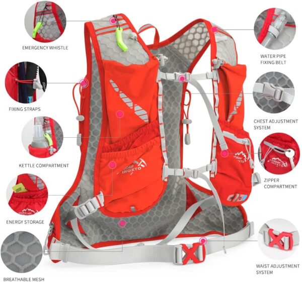 61u0tpPlSUL._AC_SL1000_.jpg Colete de hidratação para corrida para homens e mulheres Mochila de água para corrida 3L Pacote de hidratação para corrida de trilha Maratona Caminhada (Vermelho-2L Bexiga de água)