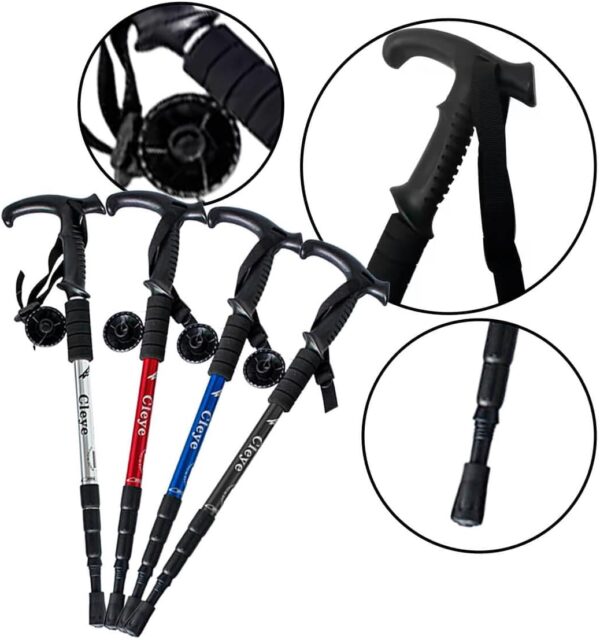 Bastão Ajustável Para Trekking, Caminhada, Trilhas Com Ponta De Aço Haste De Alumínio